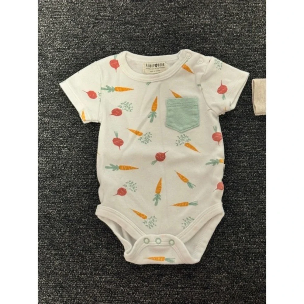 Rabbit Bear Baby Organic Cotton Set of 2 Bodysuits 0-3 Months Carrots Best Mommy